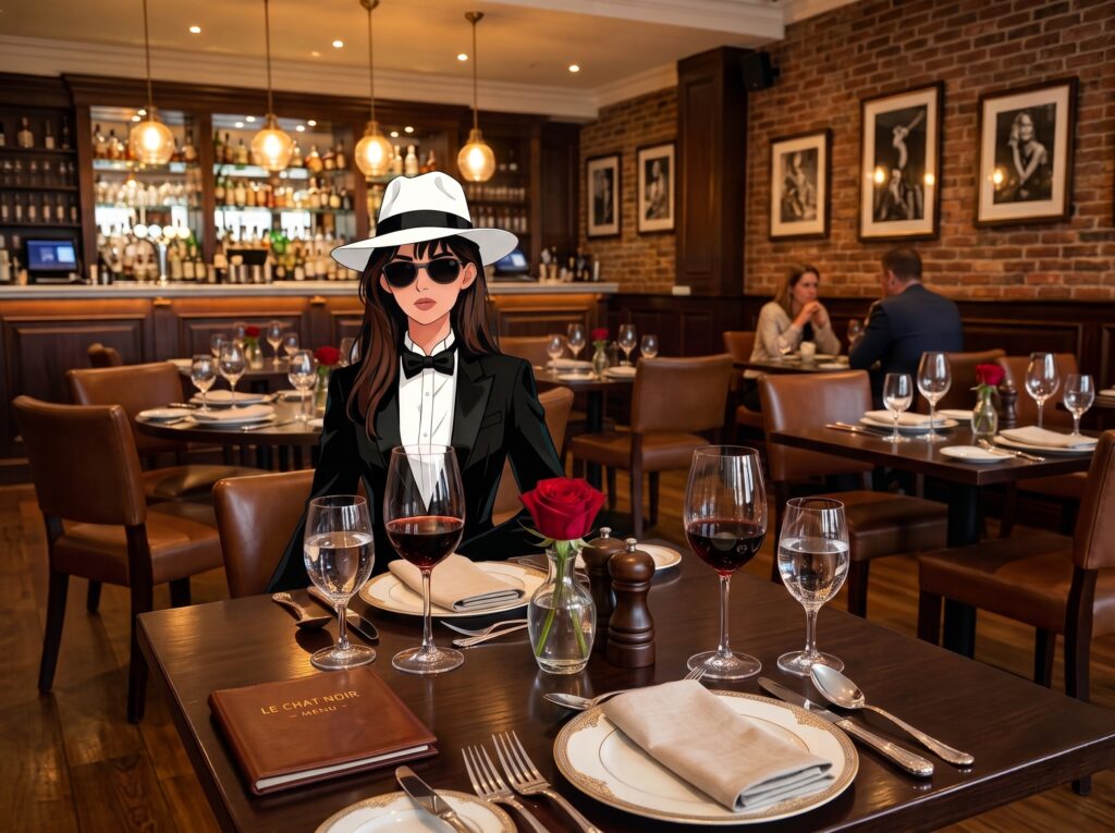 Pessoa sentada à mesa posta